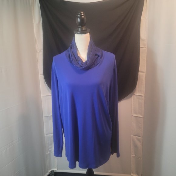 Susan Graver Jewel blue, cowl neck tunic size XL. - Picture 2 of 3
